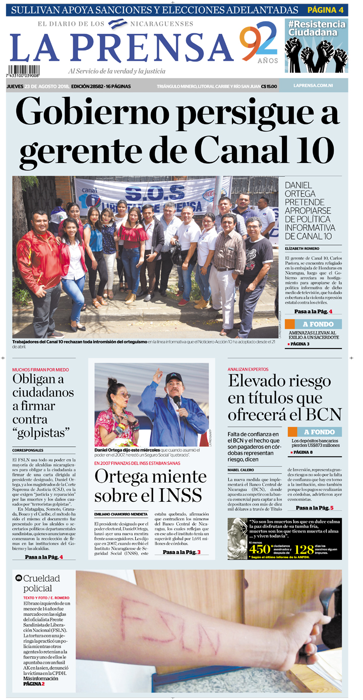Portada impresa 23-08-2018