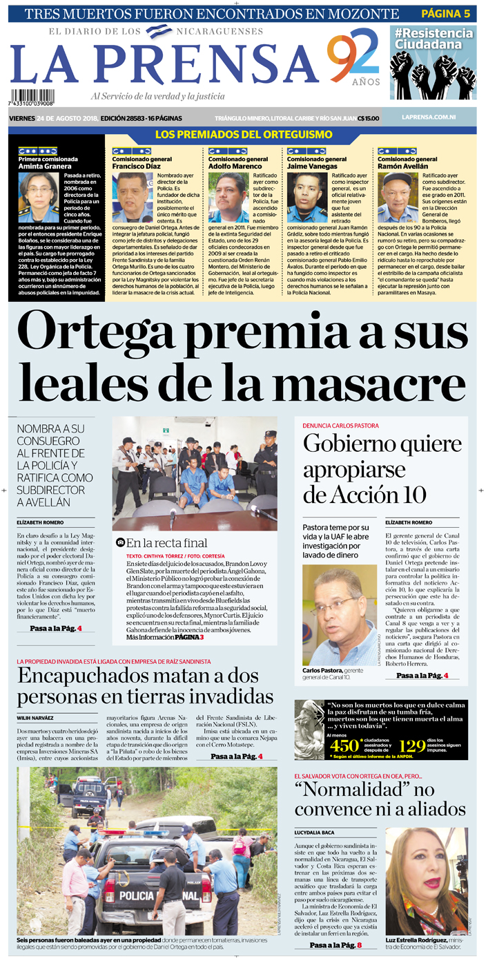 Portada impresa 24-08-2018