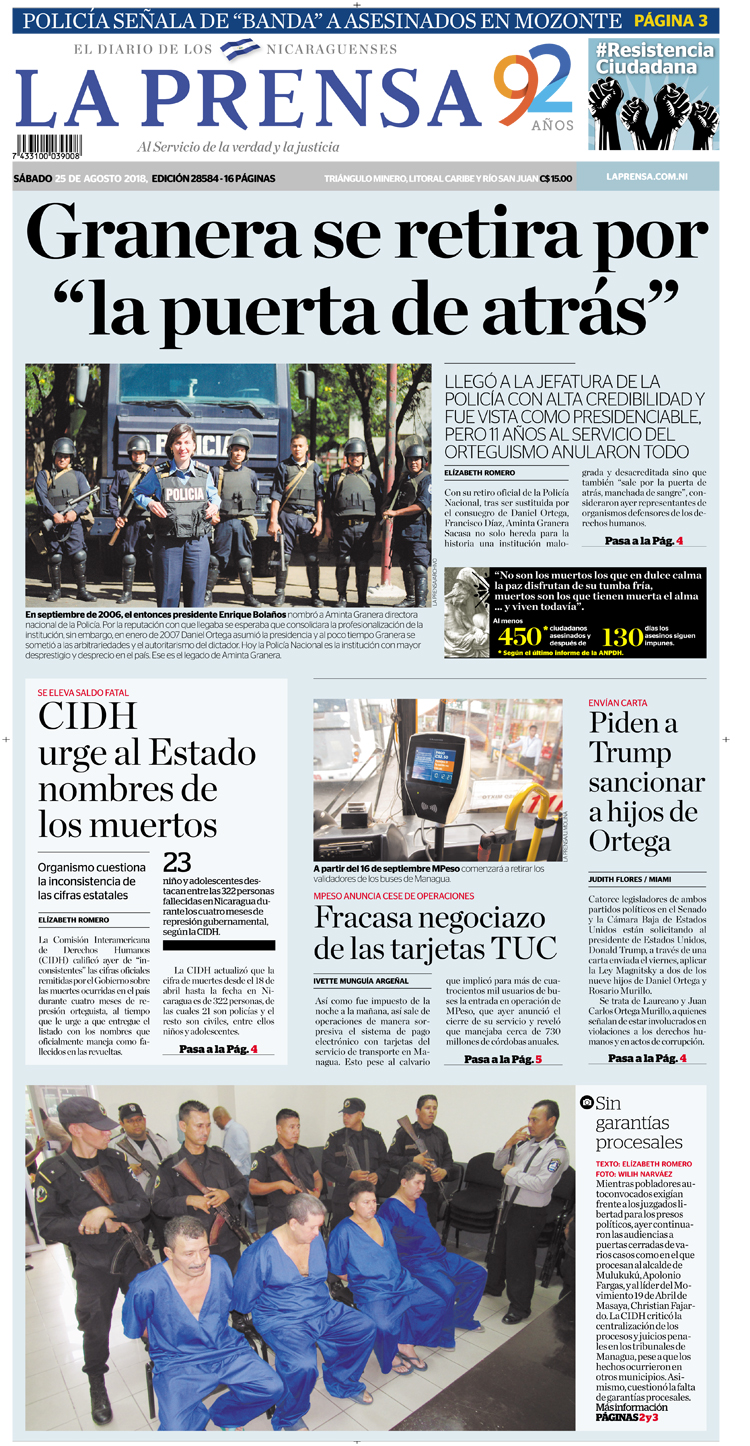 Portada impresa 25-08-2018