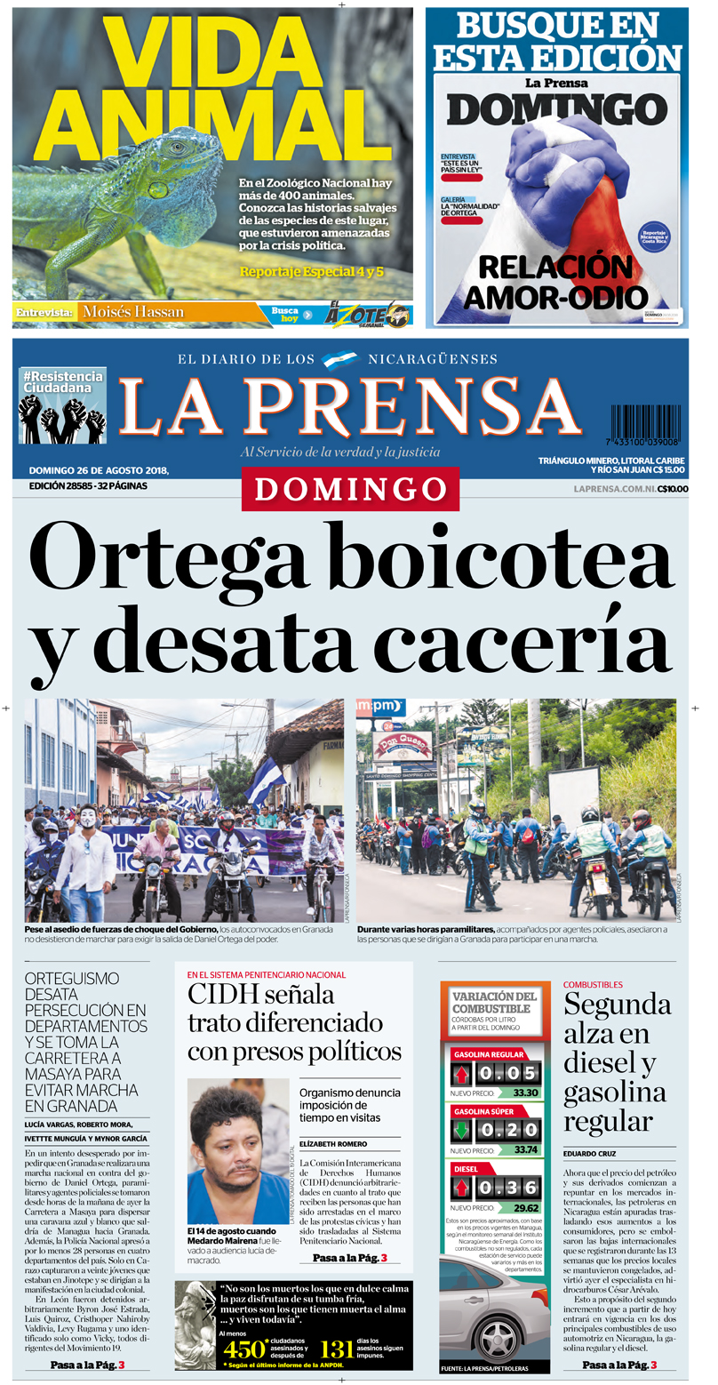 Portada impresa 26-08-2018