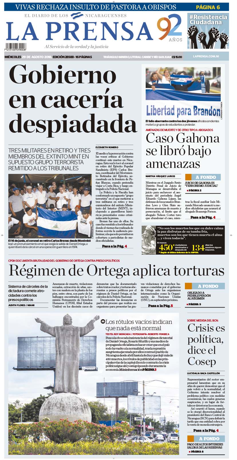 Portada impresa 29-8-2018