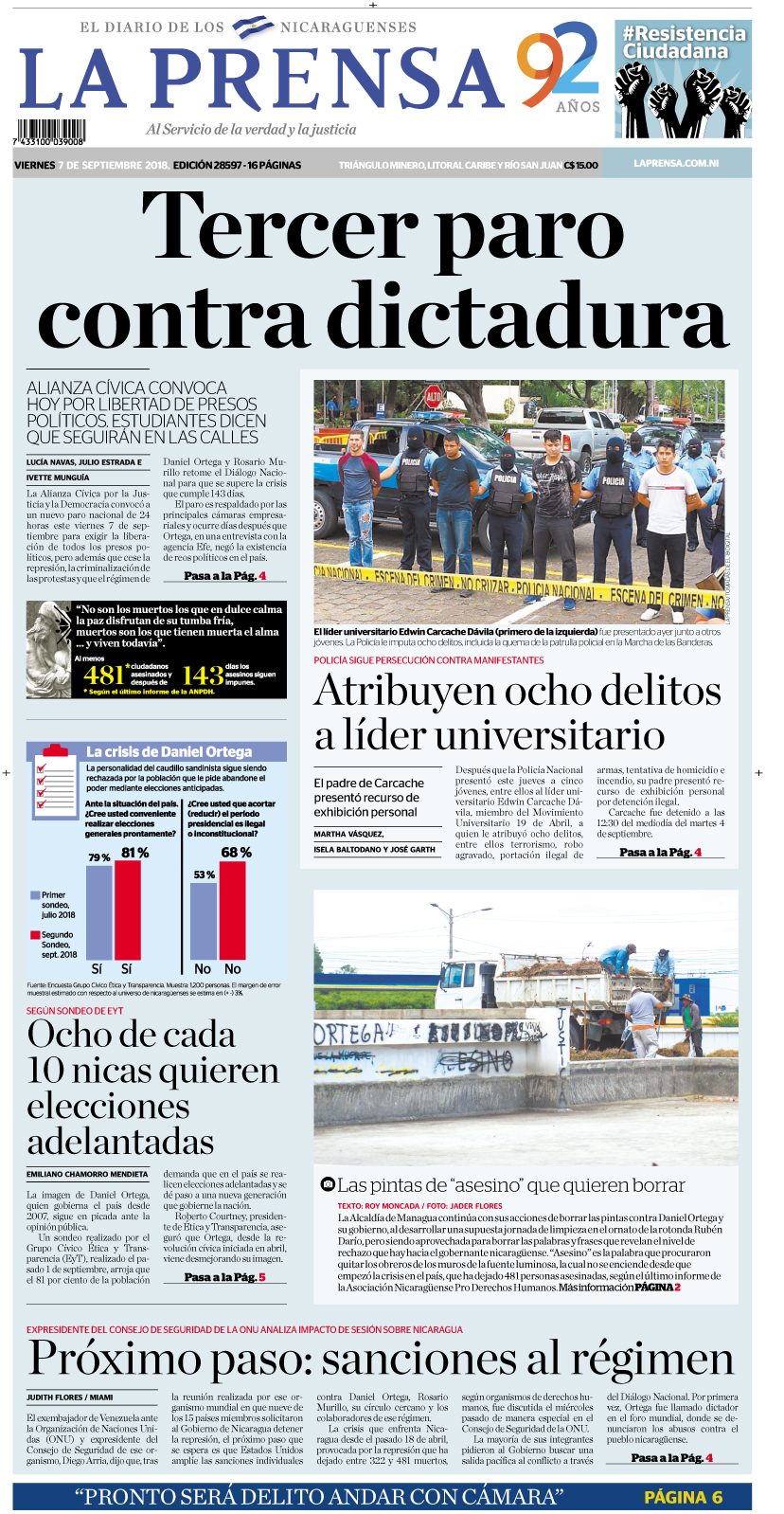 Portada impresa 07-09-2018