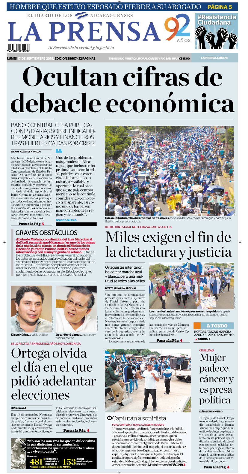 Portada impresa 17-09-2018