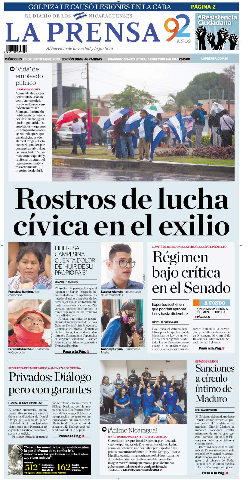 Portada impresa 26-09-2018