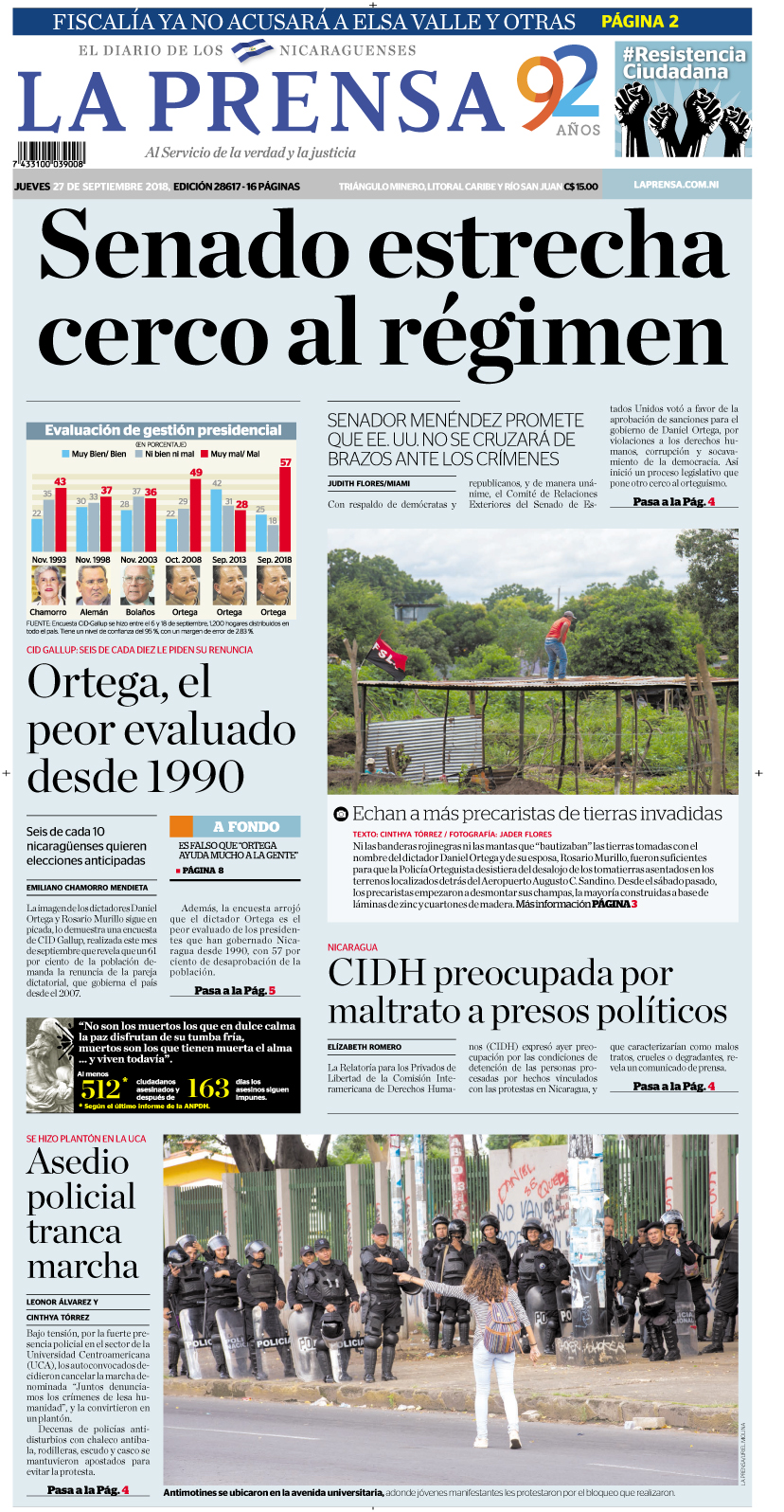 Portada impresa 27-09-2018