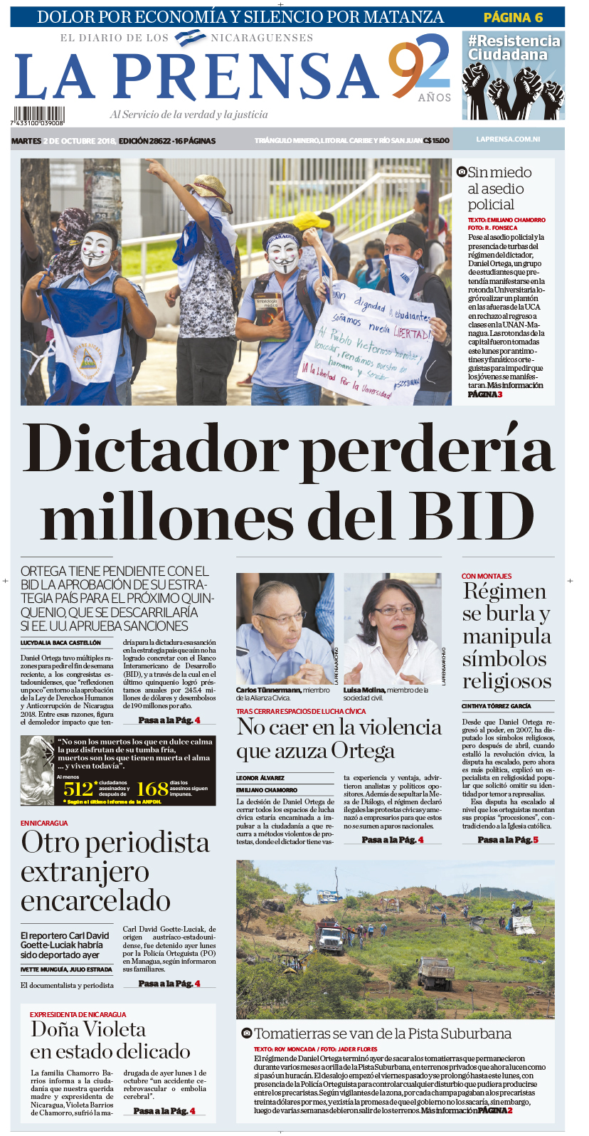 Portada impresa 02-10-2018