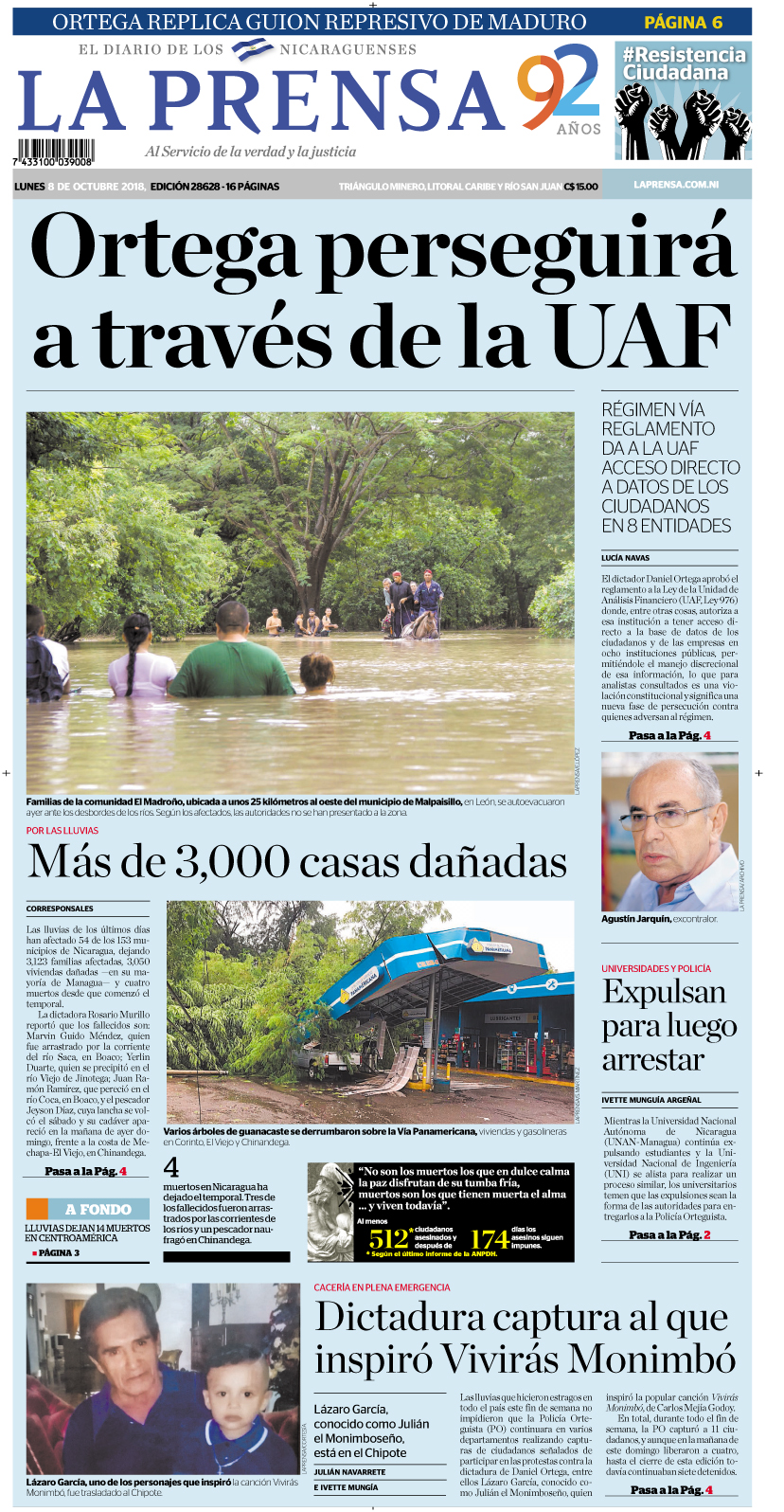 Portada impresa 08-10-2018
