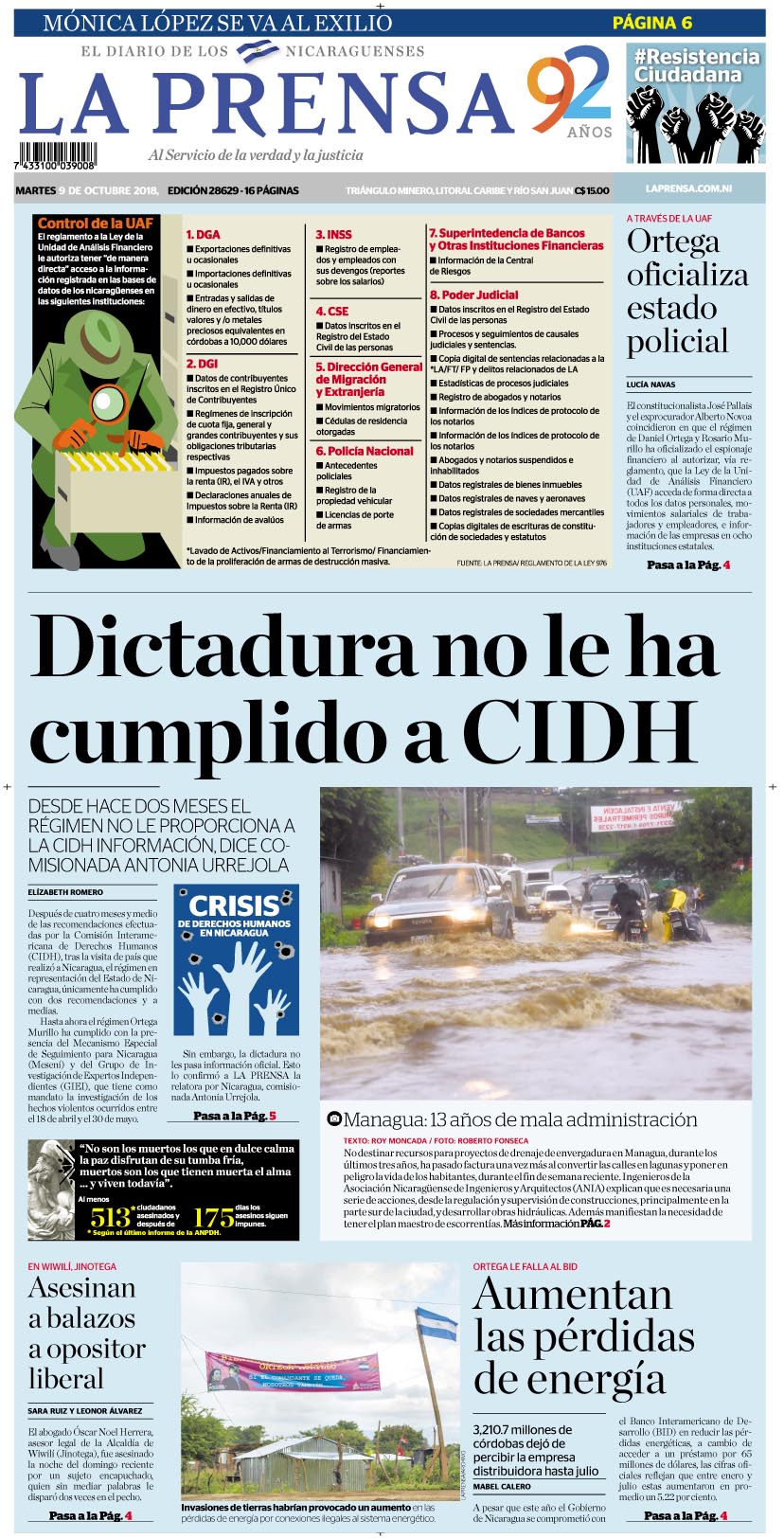Portada impresa 9-10-2018
