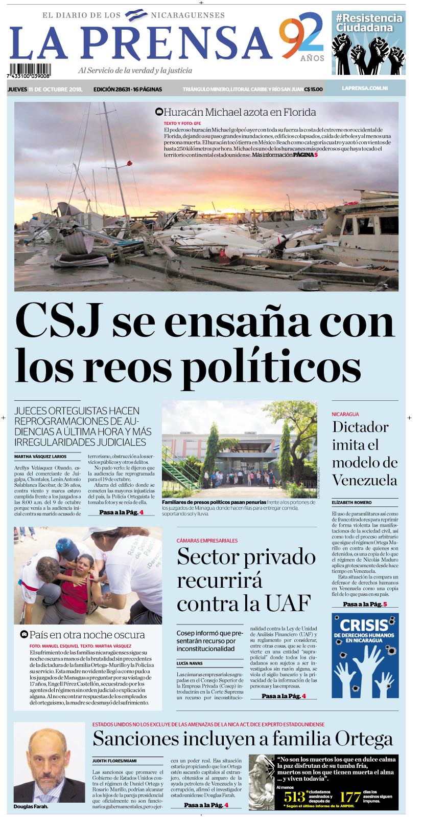 Portada impresa 11-10-2018