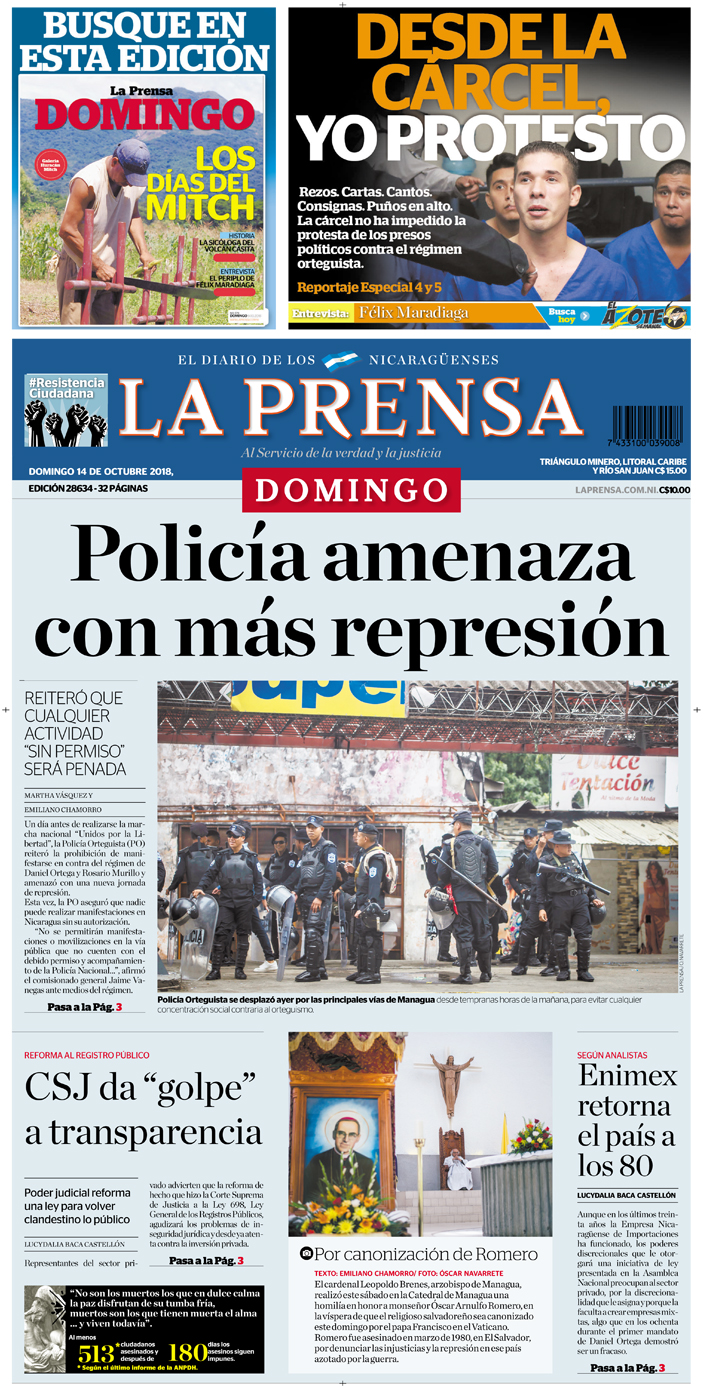 Portada impresa 14-10-2018