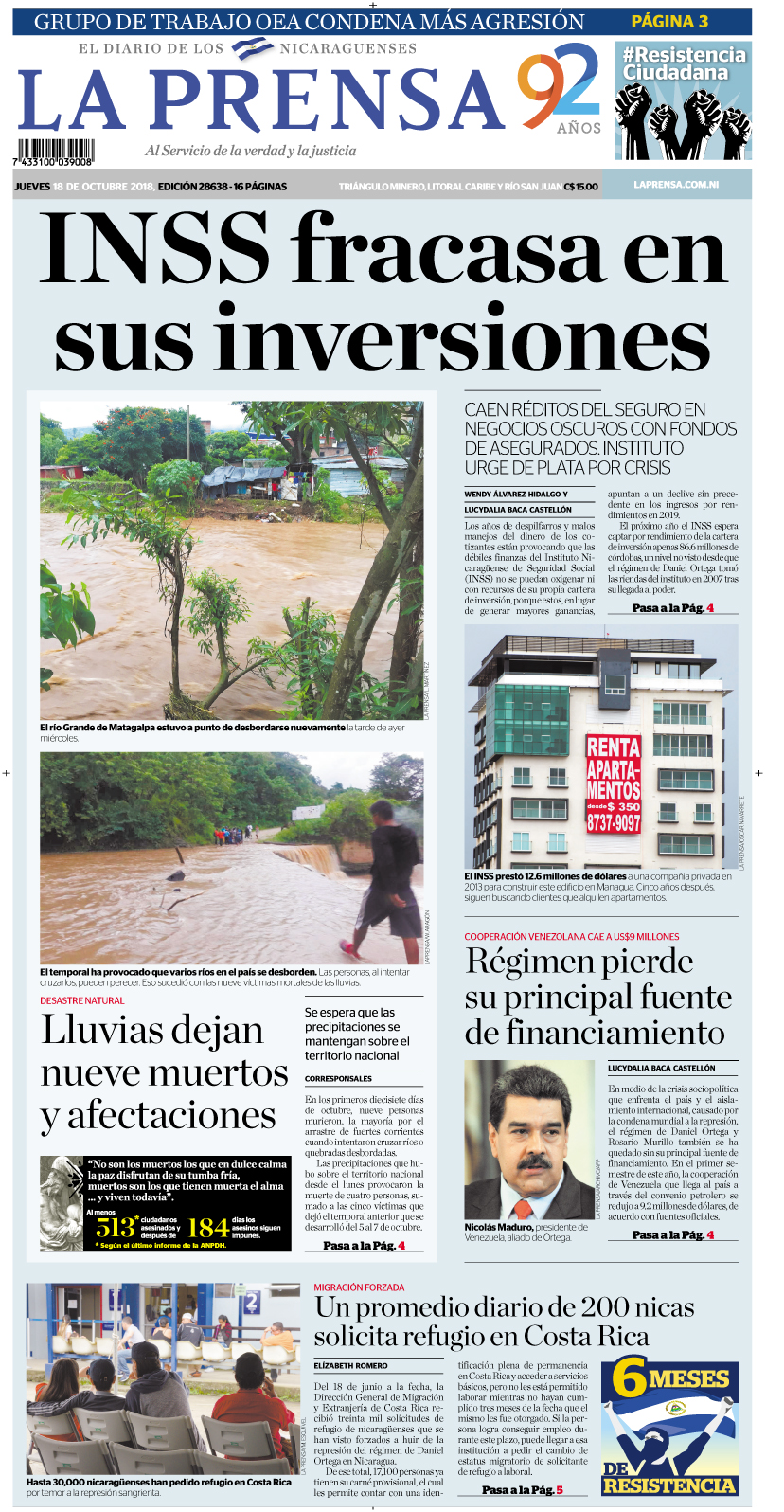 Portada impresa 18-10-2018