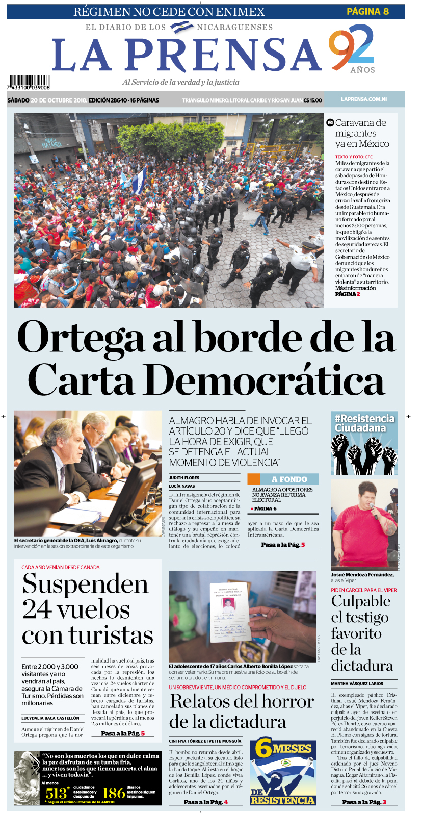 Portada impresa 20-10-2018