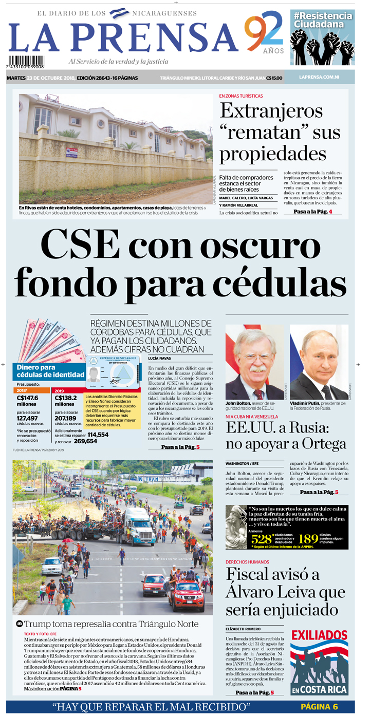 Portada impresa 23-10-2018