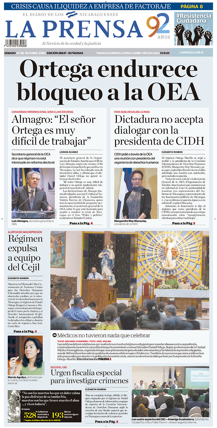 Portada impresa 27-10-2018