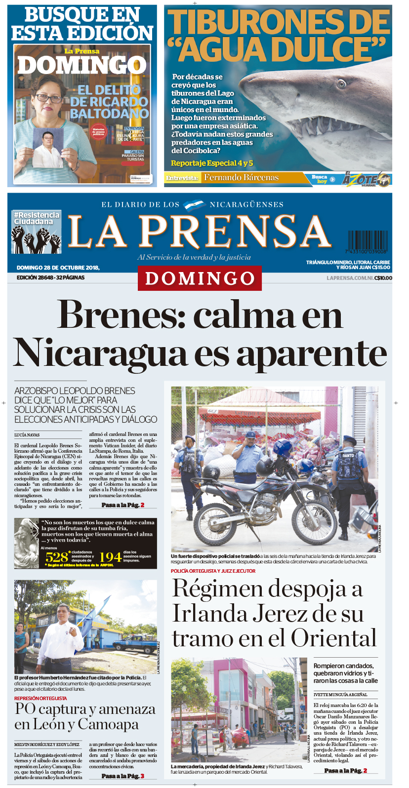 Portada impresa 28-10-2018