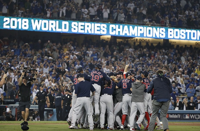 Los Medias Rojas de Boston ganaron en cinco partido la Serie Mundial 2018 frente a los Dodgers de Los Ángeles. LA PRENSA/EFE/EPA/MIKE NELSON