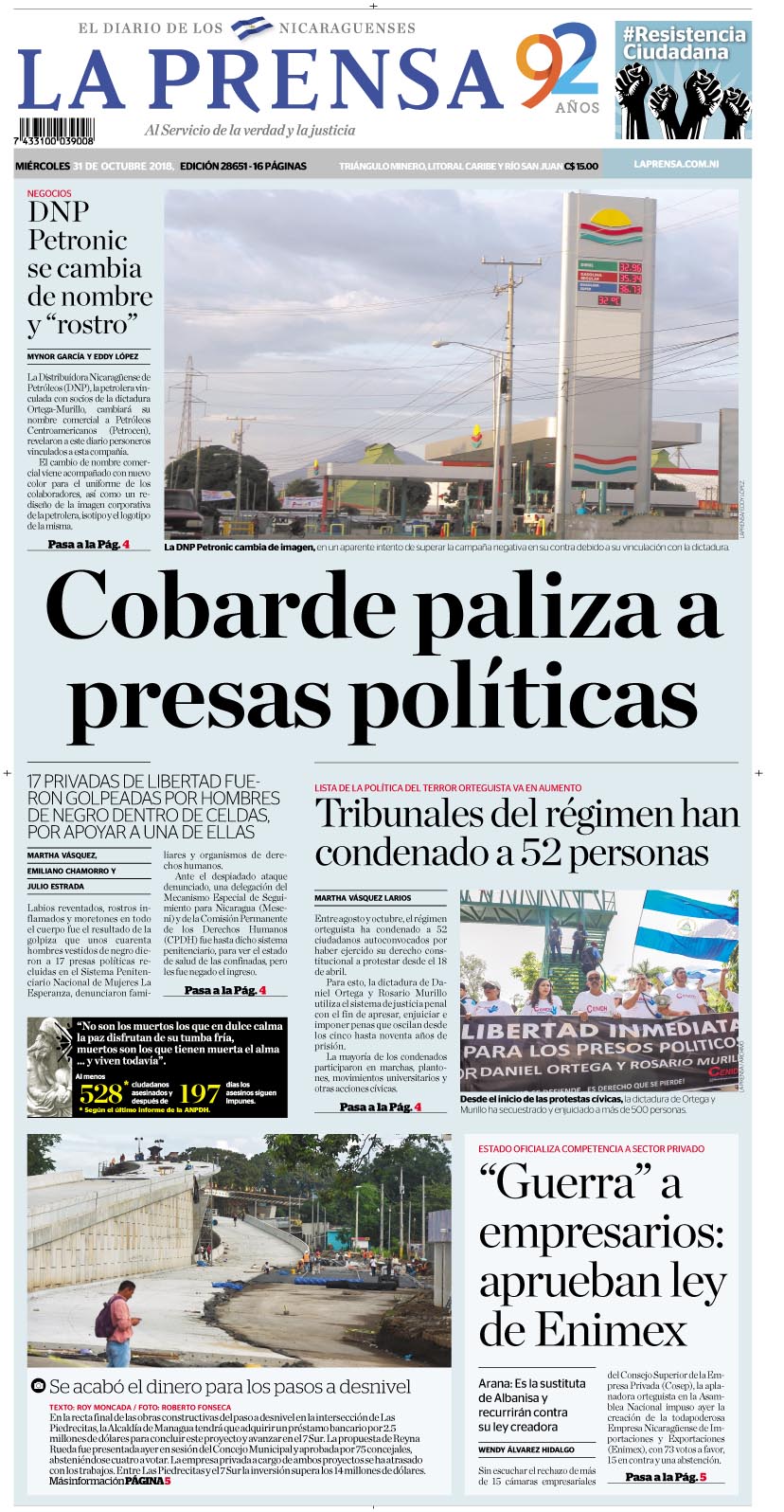 Portada impresa 31-10-2018