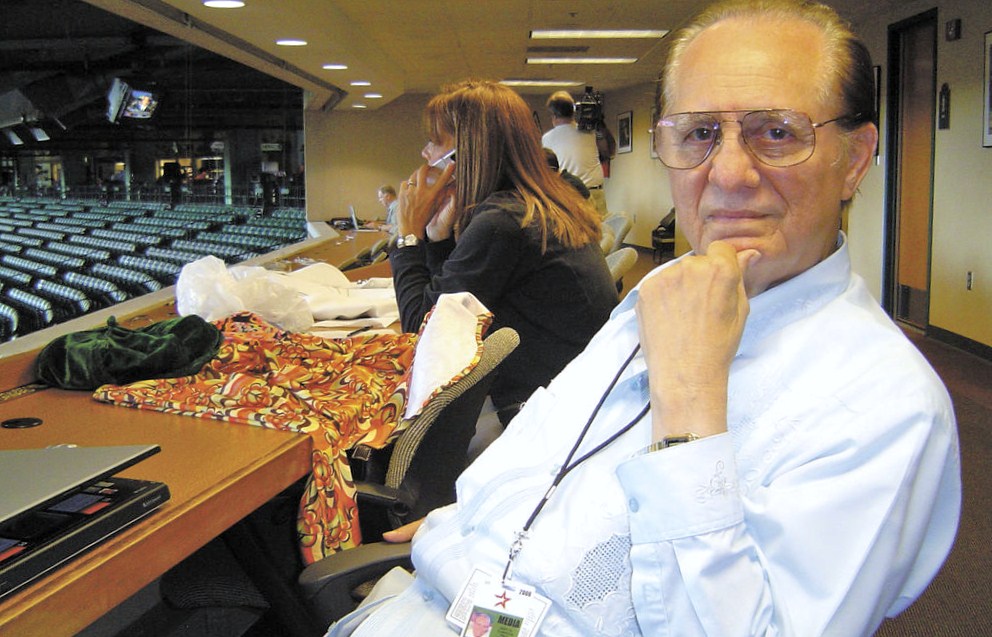 El nicaragüense René “El Chelito” Cárdenas, en el palco de prensa de los Astros de Houston. LA PRENSA/ EDGARD RODRÍGUEZ