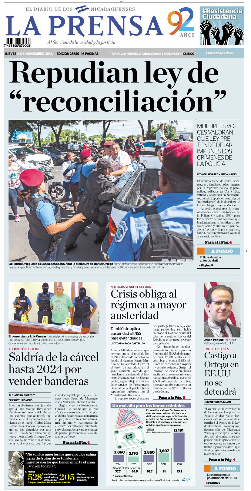 Portada impresa 08-11-2018