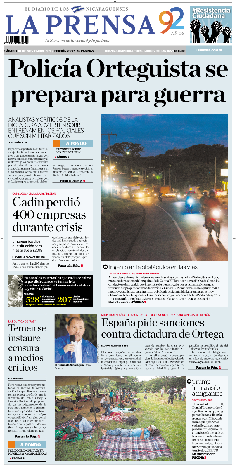 Portada impresa 10-11-2018