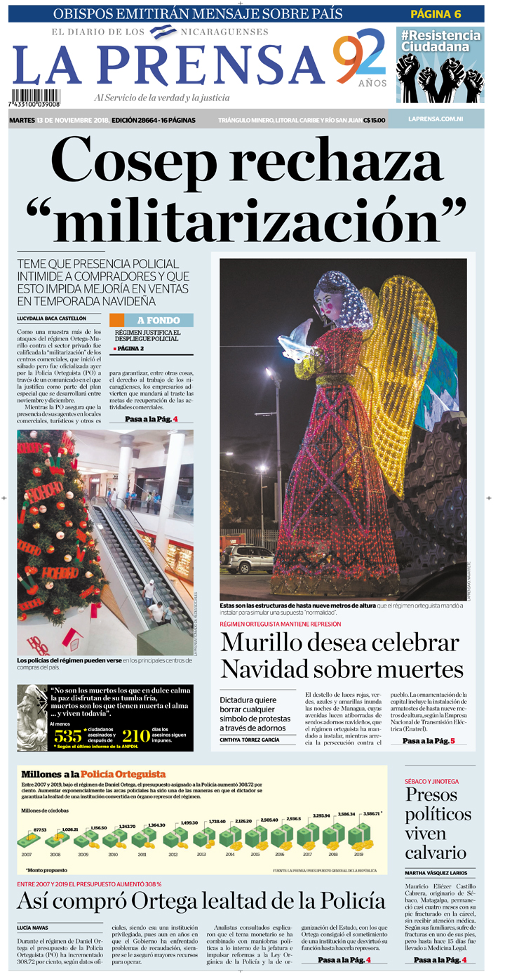 Portada impresa 13-11-2018