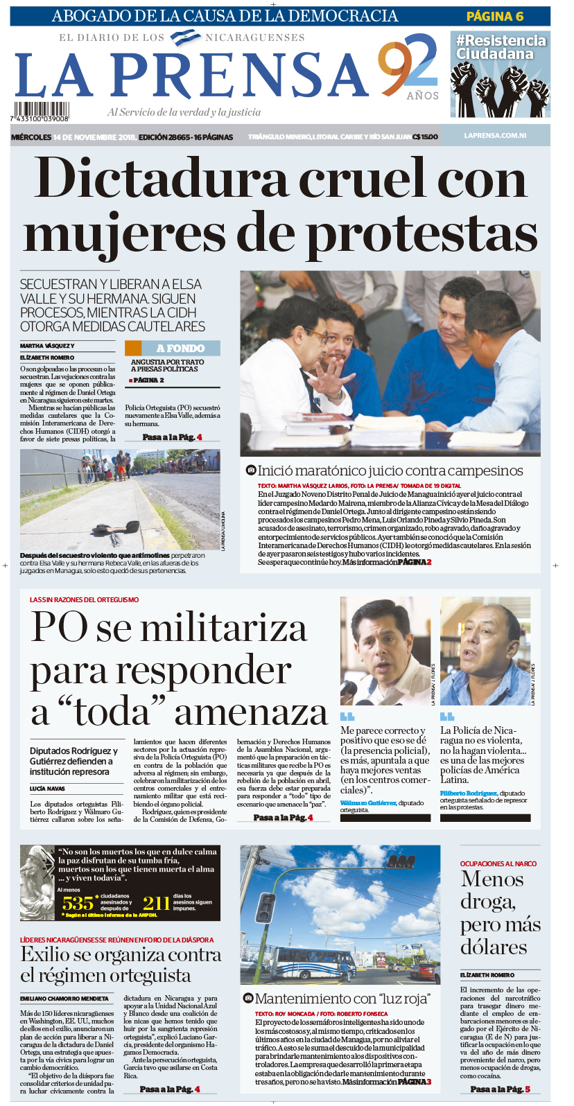Portada impresa 14-11-2018
