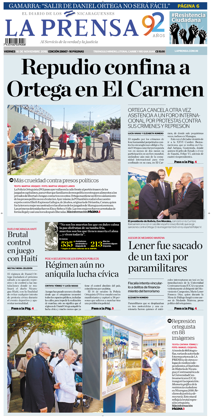 Portada impresa 16-11-2018