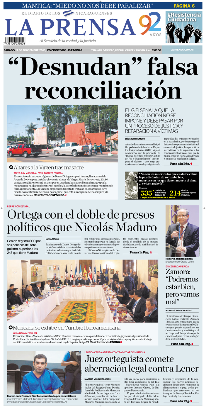 Portada impresa 17-11-2018