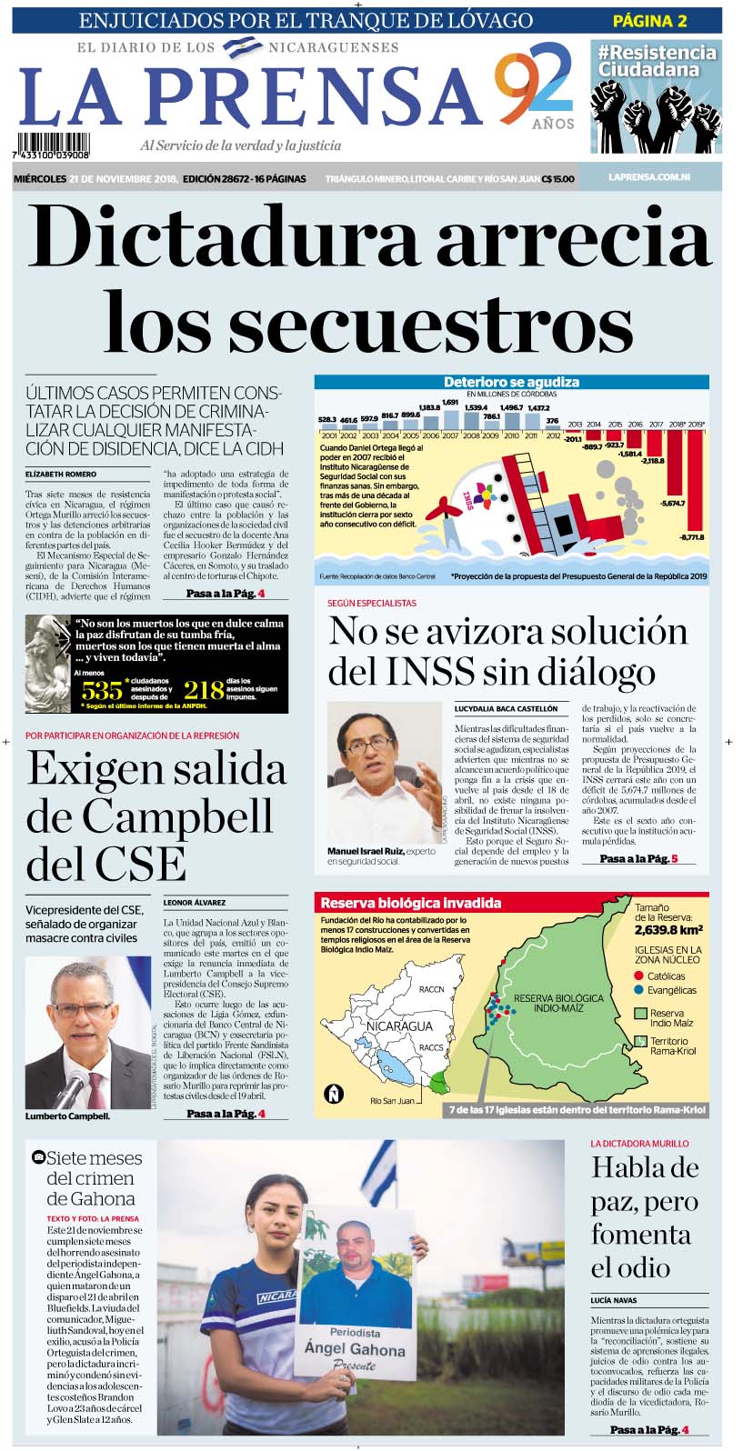 Portada impresa 21-11-2018
