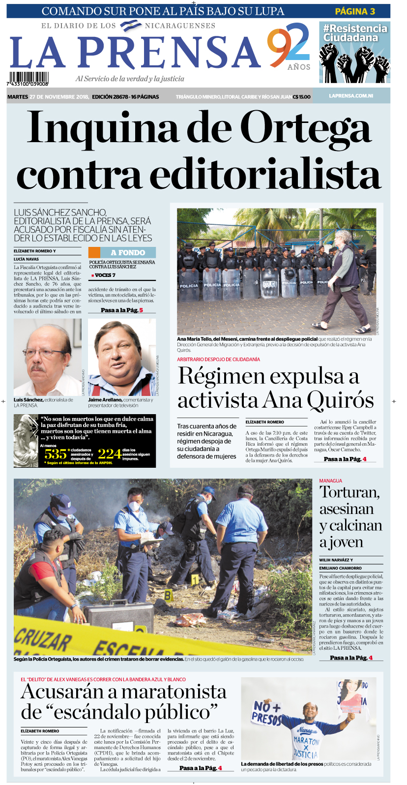 Portada impresa 27-11-2018