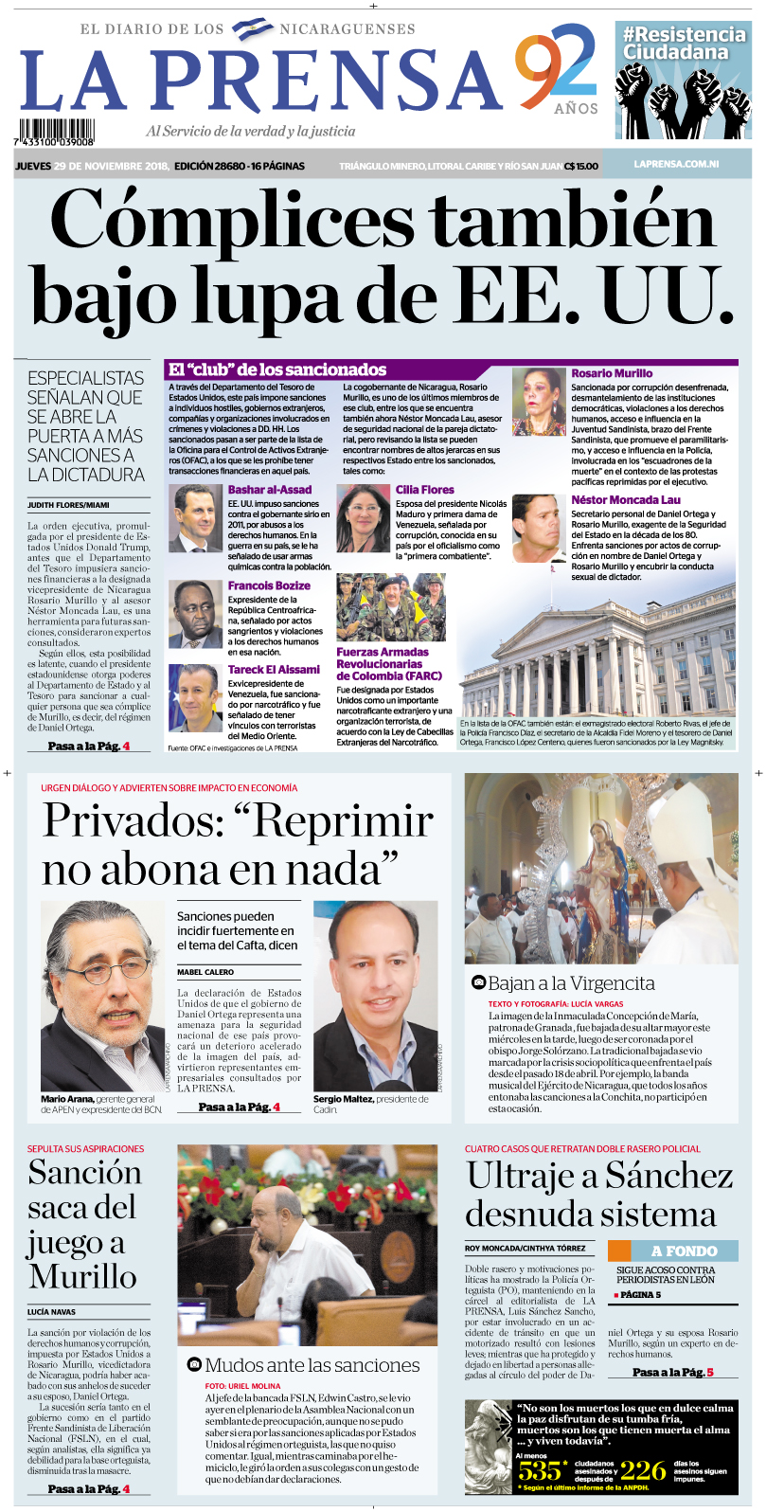 Portada impresa 29-11-2018