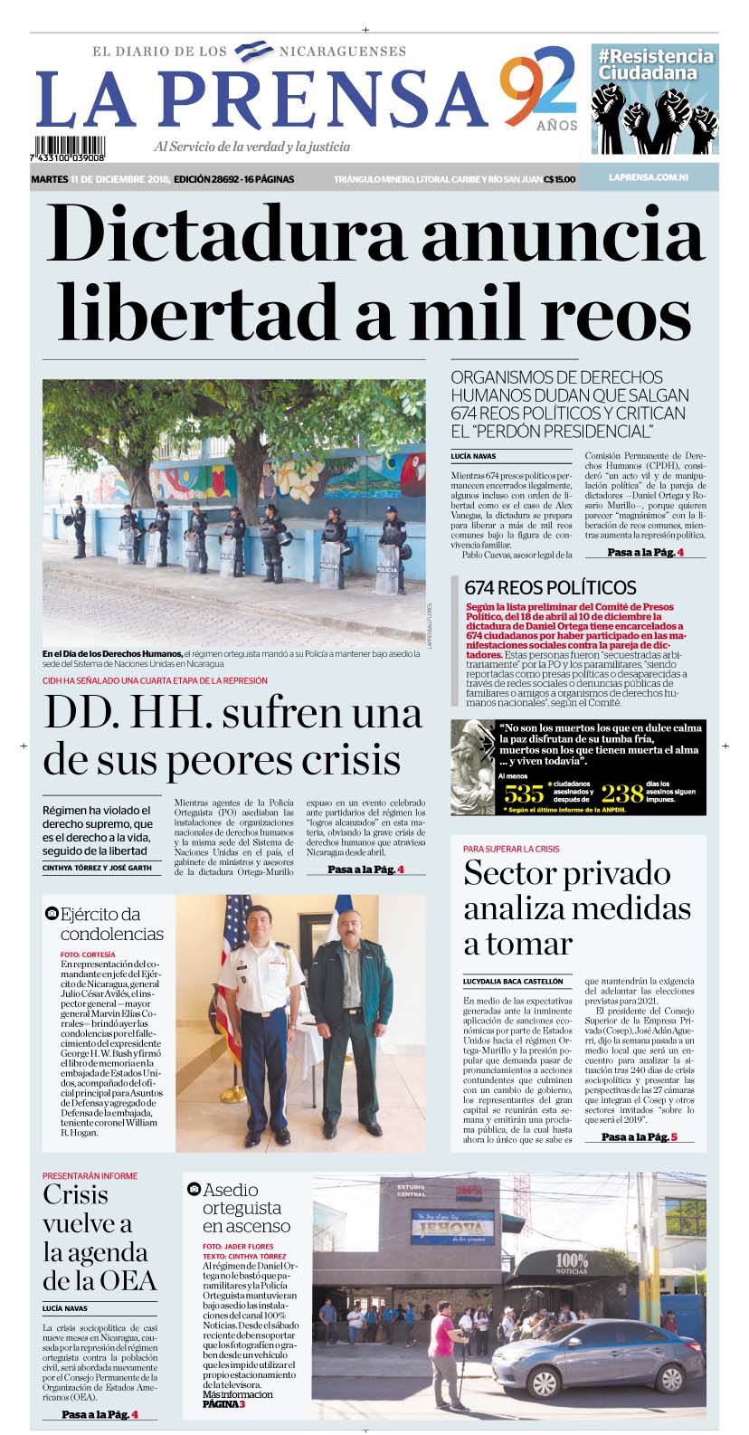 Portada impresa 11-12-2018