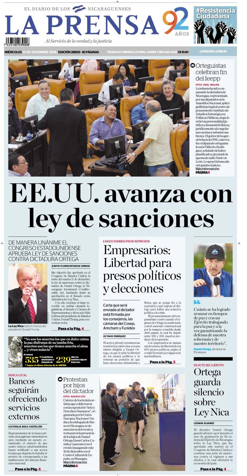 Portada impresa 12-12-2018