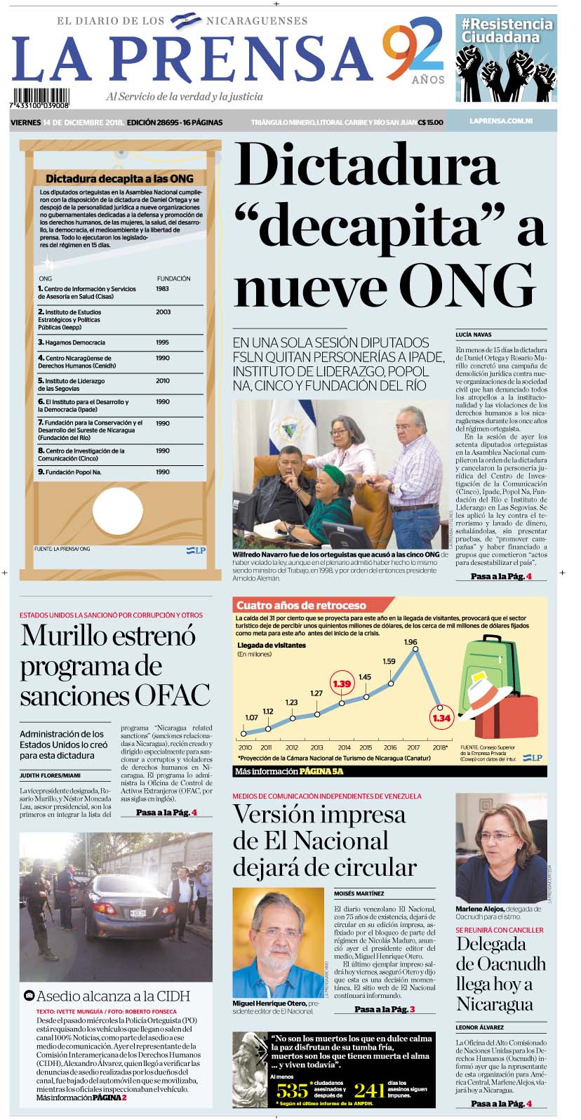 Portada impresa 14-12-2018
