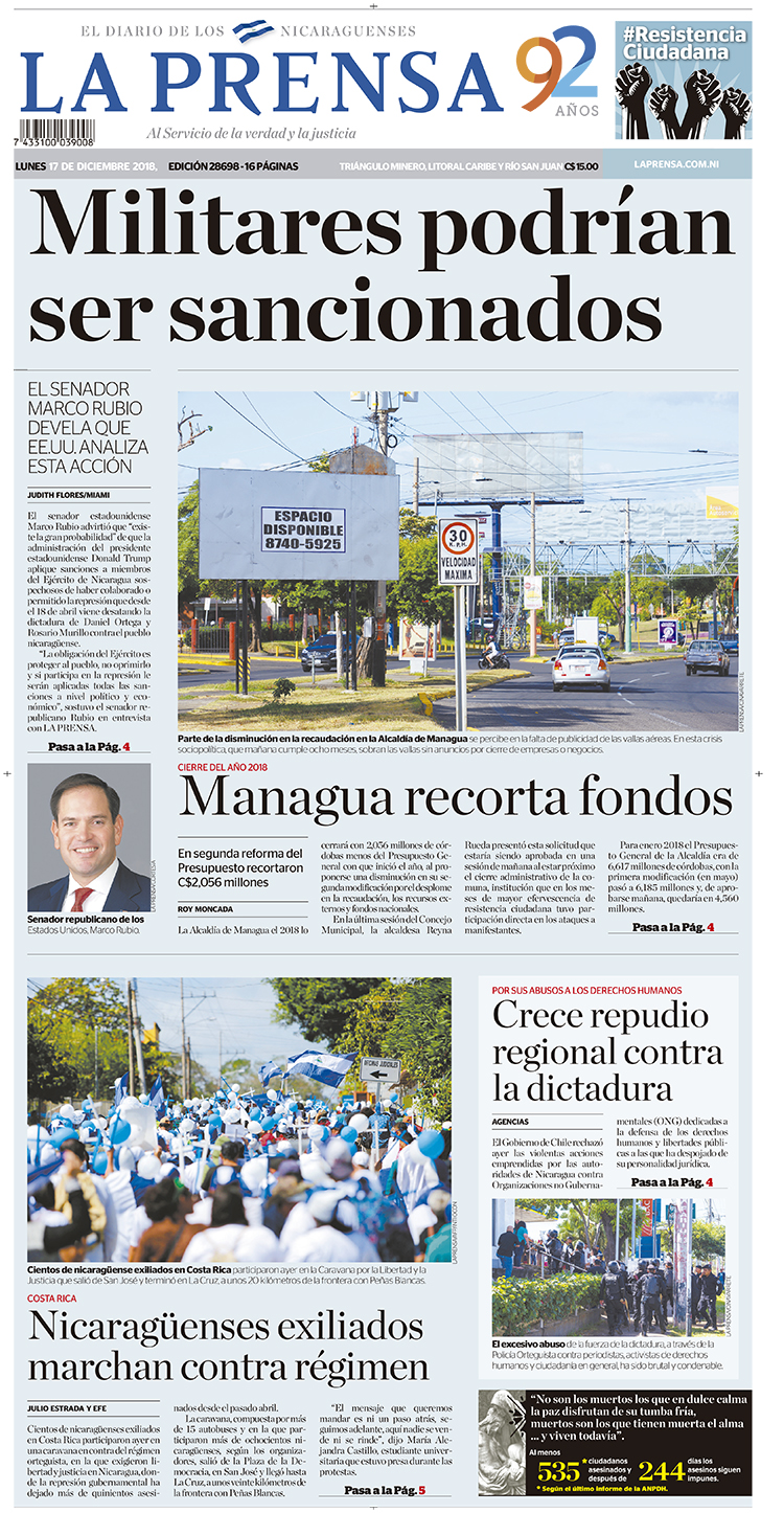 Portada impresa 17-12-2018
