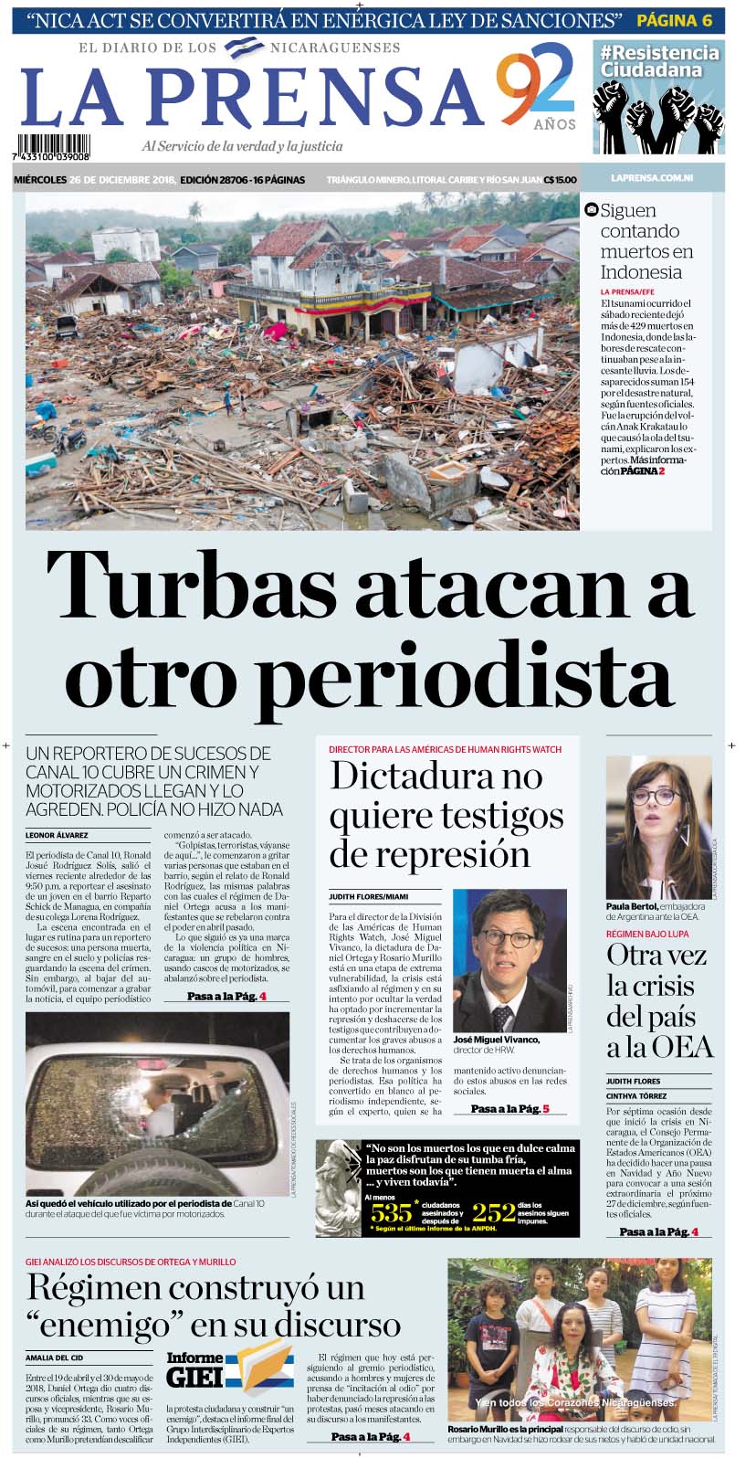 Portada impresa 26-12-2018