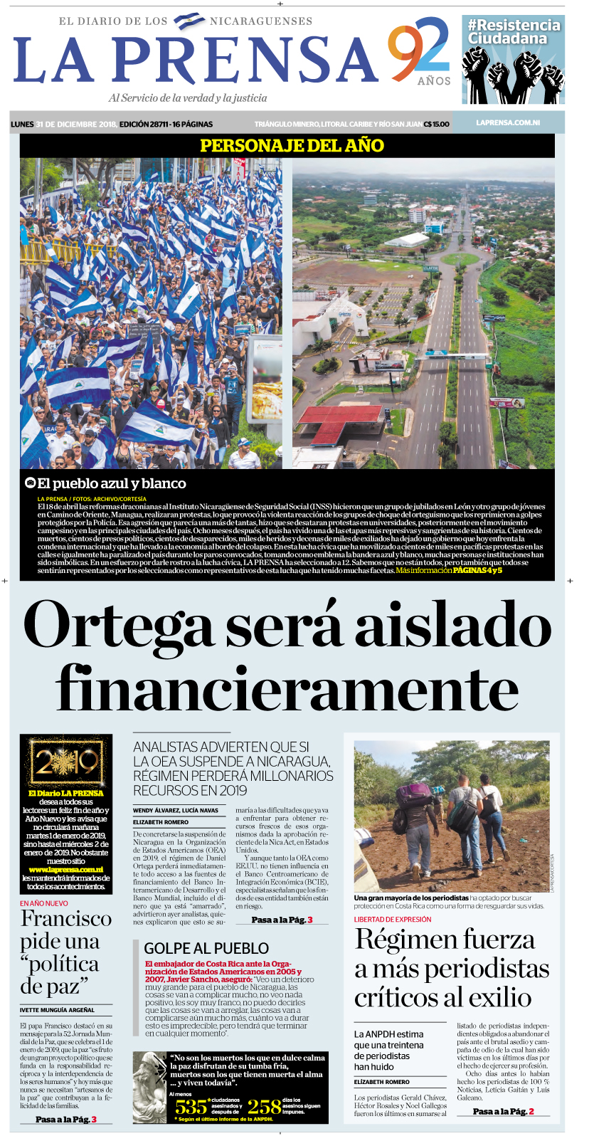 Portada impresa 31-12-2018