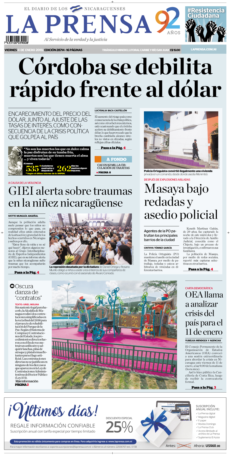 Portada impresa 04-01-2019