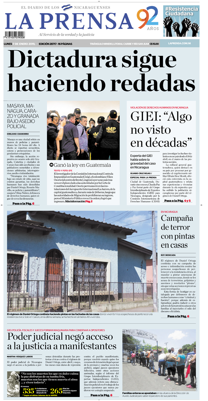 Portada impresa 07-01-2019