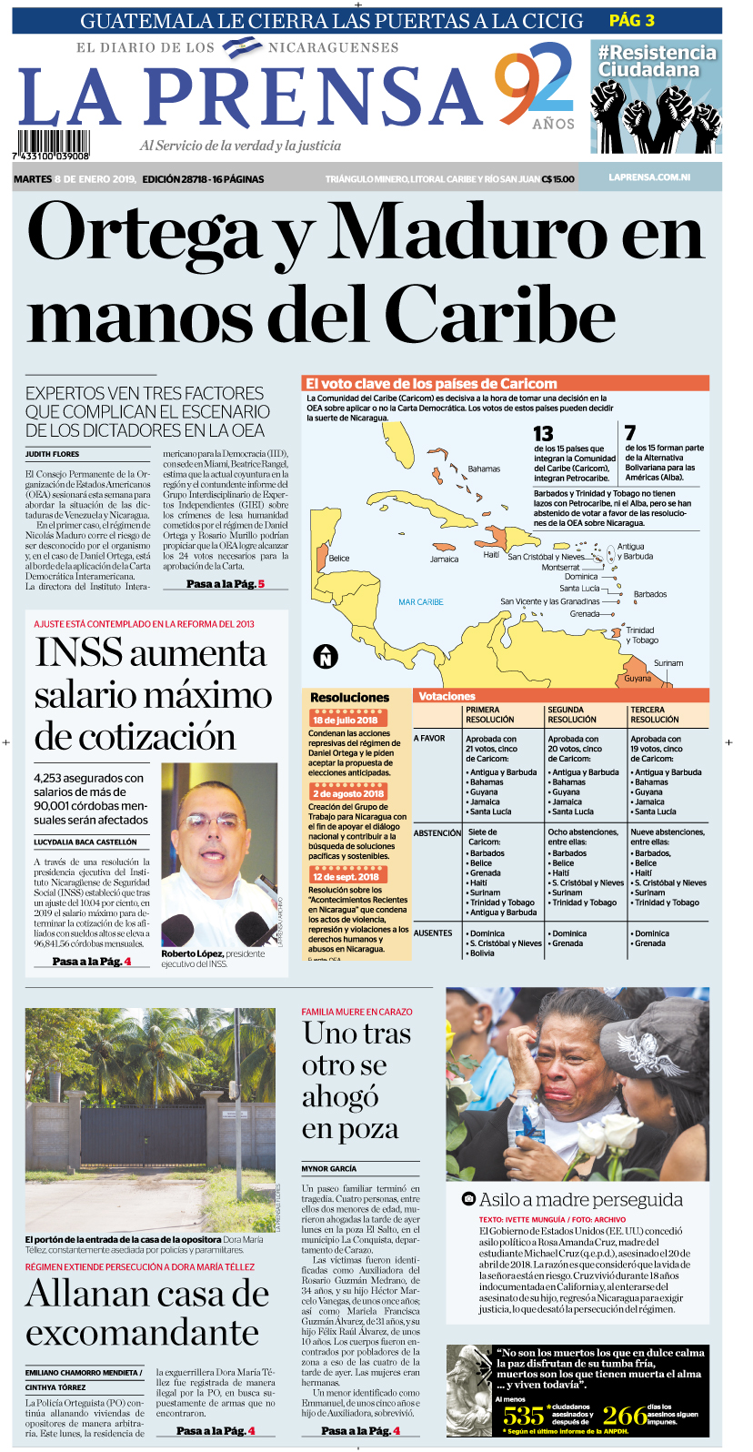 Portada impresa 08-01-2019