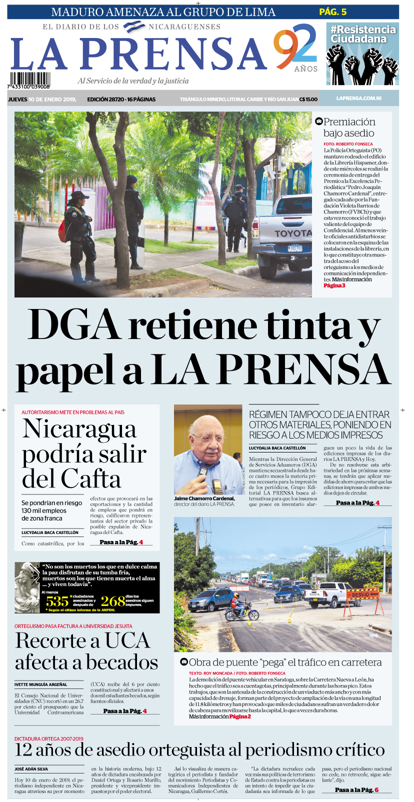 Portada impresa 10-01-2019
