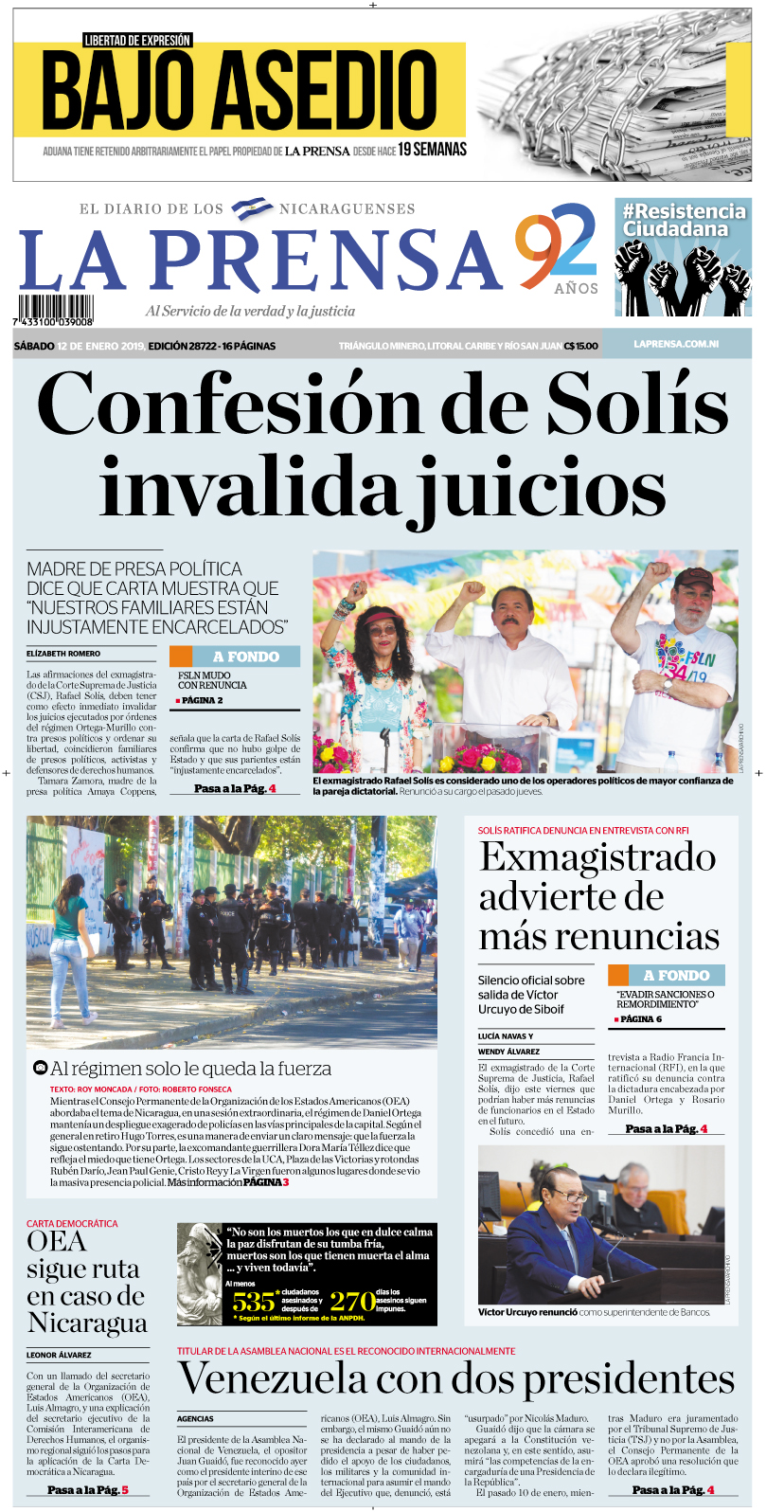 Portada impresa 12-01-2019