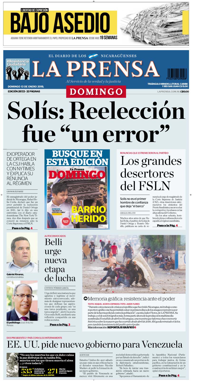 Portada impresa 13-1-2019