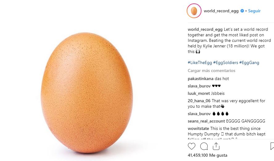 Un huevo rompe el récord de Kylie Jenner en Instagram y sacude internet