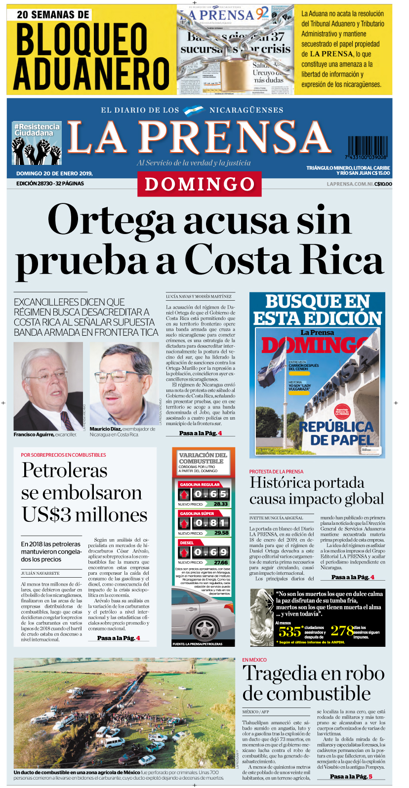 Portada impresa 20-01-2019