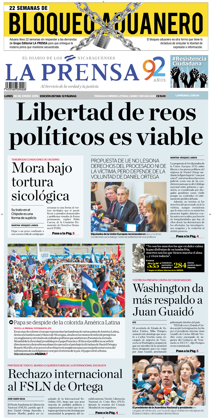 Portada impresa 28-01-2019
