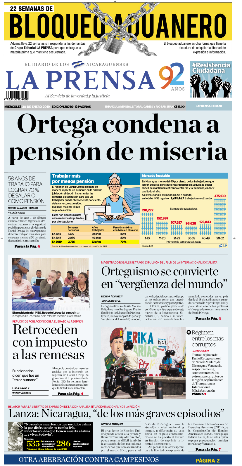Portada impresa 30-01-2019