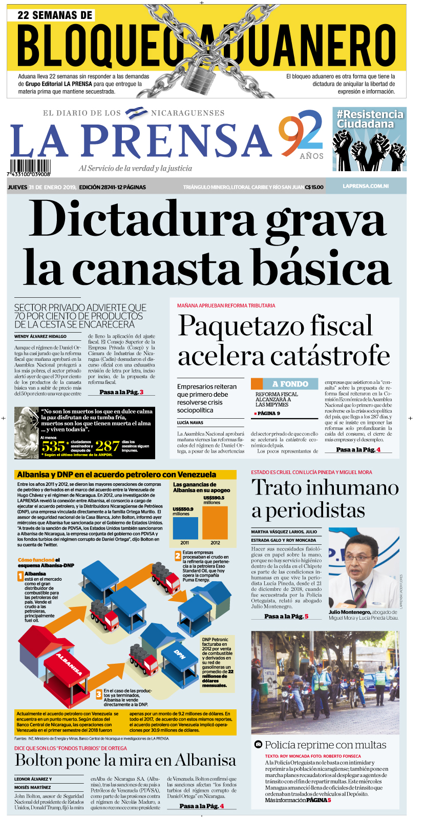 Portada impresa 31-01-2019