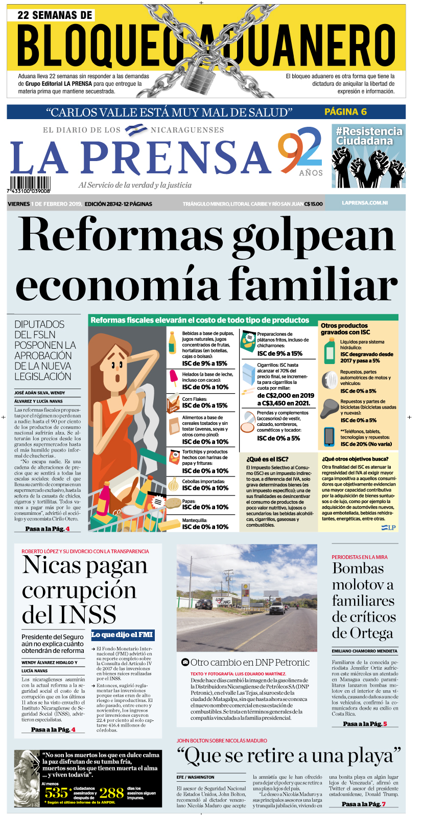 Portada impresa 01-02-2019