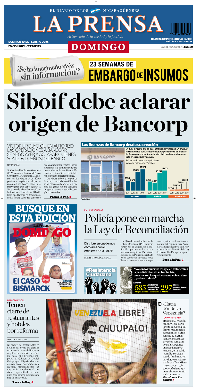 Portada impresa 10-02-2019